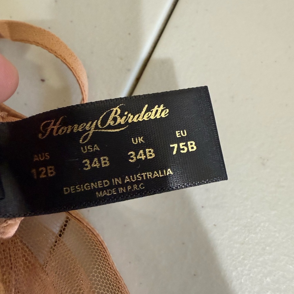 Honey Birdette Sheer Mesh Underwire Bra in Nude Peach - Picture 2 of 5
